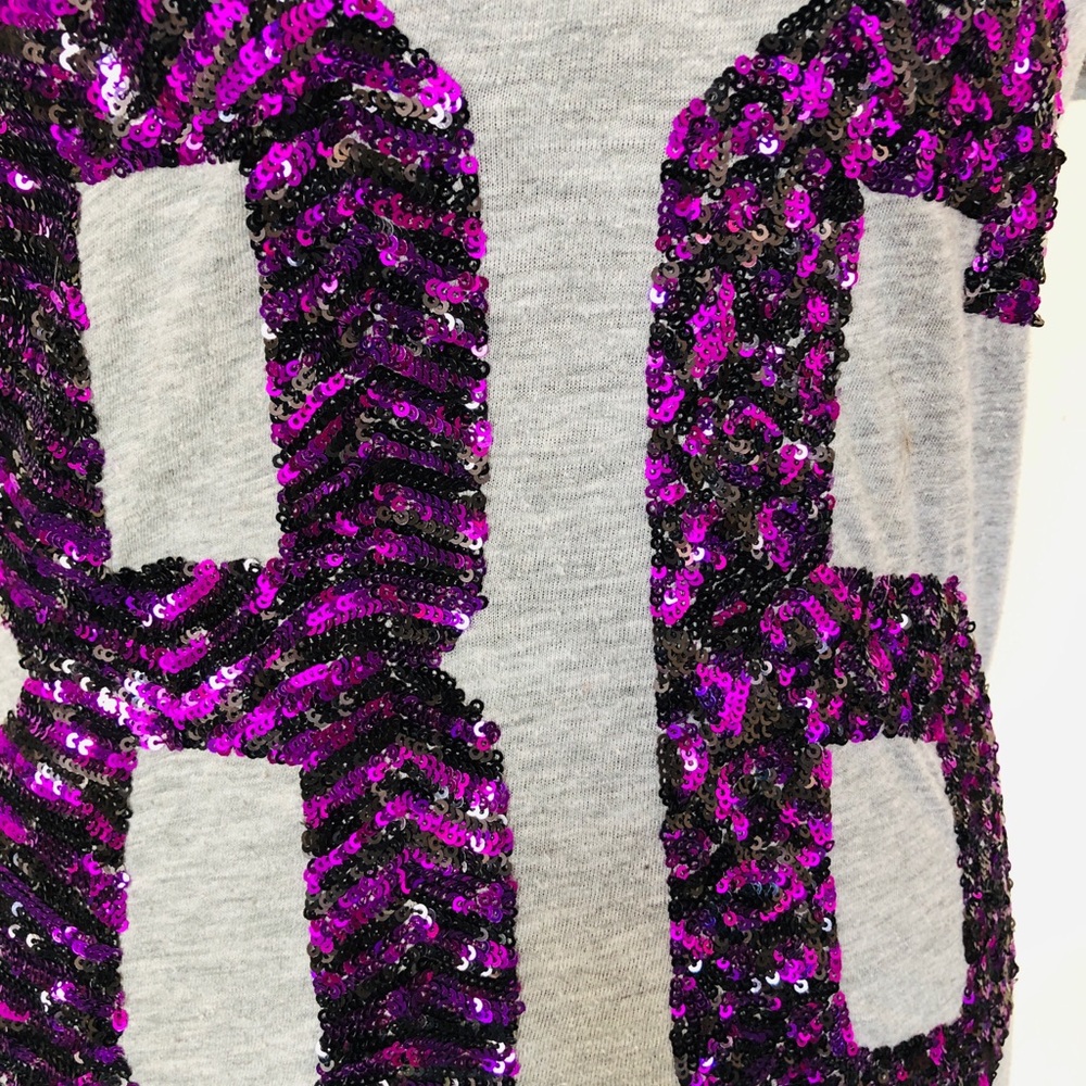 Victoria's Secret Gray Tee with Purple Sequin Accents - Picture 3 of 5
